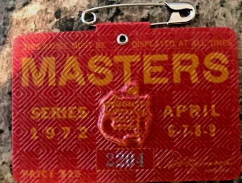 1972 USED MASTERS GOLF BADGE~COLLECTORS ITEM~VERY RARE TICKET~JACK NICKLAUS Cover