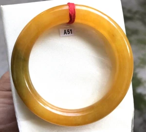 53.8MM Certified Natural Ice Yellow Jadeite Bracelet Bangle Burma Jade Bracelet - Picture 1 of 11