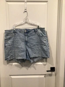 NWT AVA & VIV women 24W denim shorts unhemmed ripped design high rise - Picture 1 of 4