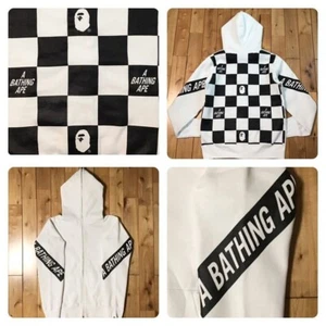 BAPE LOGO flag check full zip hoodie A Bathing Ape Size M - Picture 1 of 10