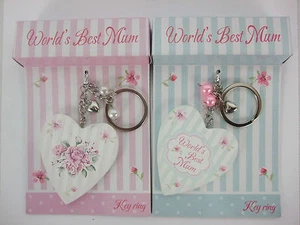 Mum Heart Key chain/ "World's Best Mum" Birthday/ Mothers Day/ Christmas - Picture 1 of 7