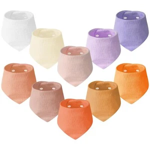 Muslin Baby Drooling Bibs 10PCS Baby Bandana Drool Bibs Snap Muslin Cotton Ba... - Picture 1 of 7