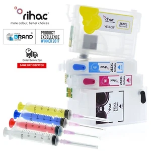 Rihac 252 254XL Refillable Ink Cartridges for Epson WF3640 WF3620 WF7610 WF7710 - Picture 1 of 4