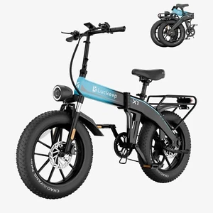 Luckeep 1500W Peak 32MPH Folding Electric Bike 20" Fat Tire City Cargo Ebike - Picture 1 of 26
