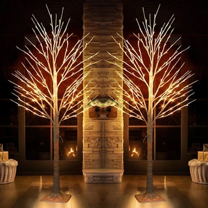 2Pack Lighted Birch Tree, 6 FT Total 288LED Pre-Lit Artificial Christmas Trees f - Picture 1 of 7