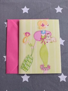 HOOLI MOOLI GREETINGS / NOTECARD CARD GLAMOROUS WOMAN PUPPY  - Picture 1 of 4