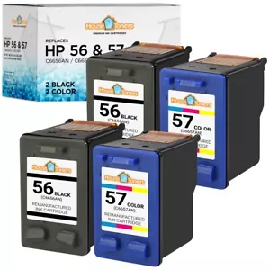 4PK Replaces HP 56 Black Ink HP 57 Color Ink fits Deskjet 450 5150 5550 5650 - Picture 1 of 2
