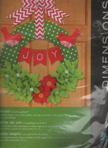 NIP!!! DIMENSIONS JOY WREATH IN FELT APPLIQUE KIT TOO CUTE!!! - Picture 1 of 2