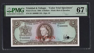 Trinidad & Tobago 5 Dollars 1964 P27ccts "Color Trial Specimen" UNC Grade 67 - Picture 1 of 2