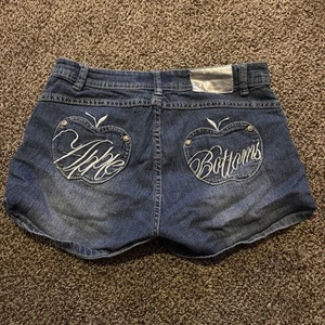 Pantalones Cortos Vintage Apple Bottom Mujer Talla 7/8 Y2K Medio Lavado Deslumbrante Detalle - Imagen 1 de 16