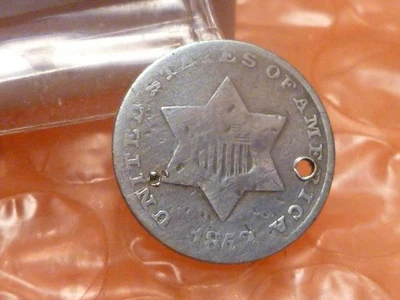 1852 Three Cent Silver Trime Holed Type 1  #3 - Image 1 of 2