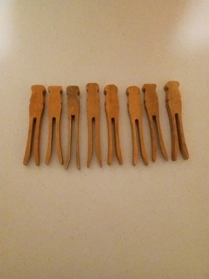 ANTIGUAS PINZAS DE MADERA CABEZA CUADRADA, LOTE DE 8- 3 5/8 - 3 7/8 Foto 1 de 4