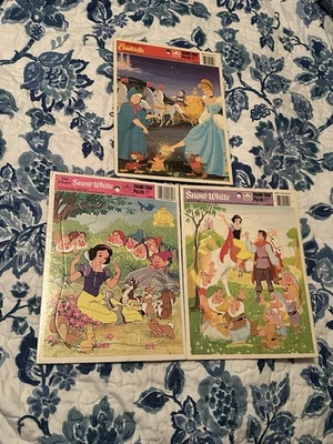 Lote De 3 Rompecabezas Bandeja Marco Walt Disney Blancanieves Cenicienta Foto 1 de 4