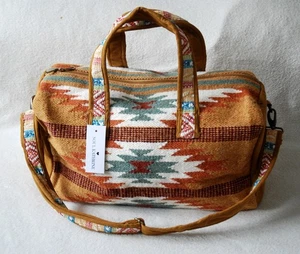 Borsa shopper da viaggio grande 50x36 cm lana cotone Juan Camel Aztec prezzo consigliato £150 - Foto 1 di 11