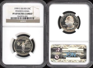 1999-S PENNSYLVANIA SILVER QUARTER NGC PF69UC PROOF DETAILED COIN - Picture 1 of 3