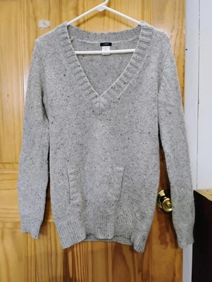 Suéter J Crew Cuello en V Gris Mármol Para Mujer Mediano Suéter Lana Mohair y Angora  Foto 1 de 4