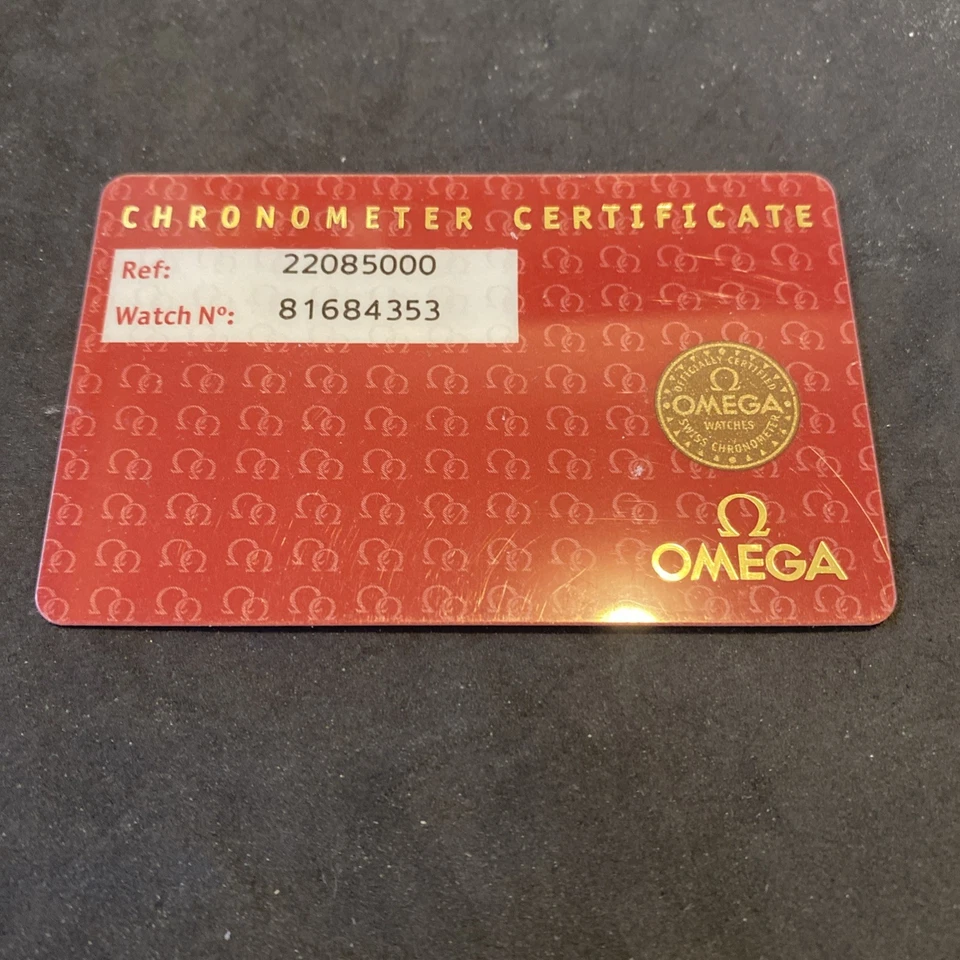 De colección Raro Omega Seamaster Planet Ocean Cronómetro Tarjeta de Certificado 22085000 Foto 1 de 2