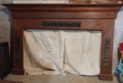 Антикварная деревянная каминная полка — декоративный дизайн — сосна — см. размеры - Изображение 1 из 4