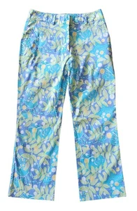Pantalone donna Lilly Pulitzer taglia 6 blu verde stampa granchio cotone elasticizzato - Foto 1 di 4