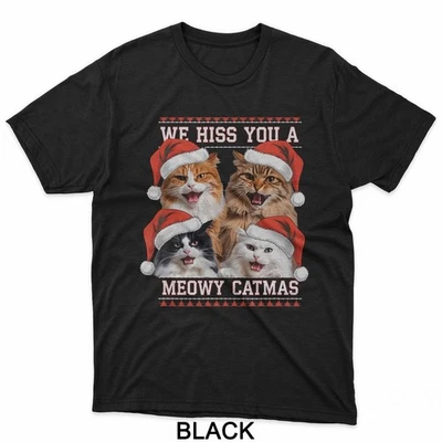 We Hiss You A Merry Christmas Cat Holiday Ugly Sweater T-Shirt - Image 1 of 4