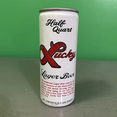 LUCKY Lager Beer Can Half Quart Vintage 16 oz San Francisco CA Vancouver WA - Image 1 of 4