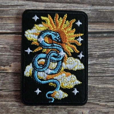 Mystical Snake Tarot Card Occult Witch Goth Magic Iron on Patch - Image 1 of 2
