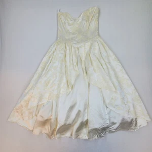 Vtg Gunne Sax Jessica McClintock Strapless Formal Jacquard Satin Dress Size 11 - Picture 1 of 16