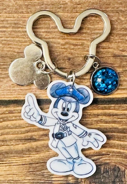 Police Mickey Brillo Colorido LEO Línea Azul Llavero Mochila Etiqueta Monedero Dijes Foto 1 de 1