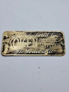Antiker Messing Koken Barbers Supply Co. Friseurstuhl Ausweisschild Anhänger - Bild 1 von 4