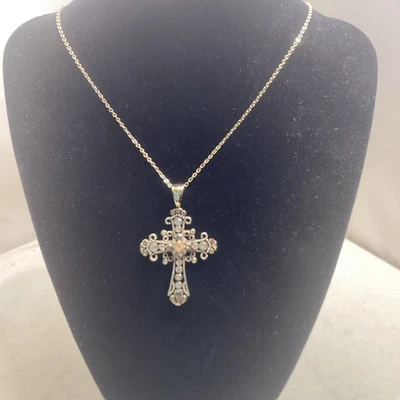 Lia Sophia Women's Cross Pendant Chain Necklace Fresco Antiqued Gold - 23” Chain - Image 1 of 4