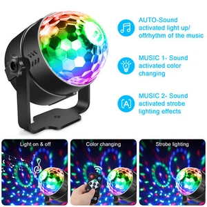 Disco Ball Light Strobe RGB Rotating Magic Ball Lights Bar KTV DJ Show W/Remote - Picture 1 of 7