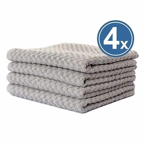 4 x Handtuch Frottiertuch 50x100 grau 100% BW Griechenbordüre & Waffelmuster  - Bild 1 von 9
