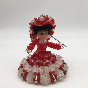 Safety Pin Doll Beads and Baubles Parasol Lady Red Vintage - Picture 1 of 6