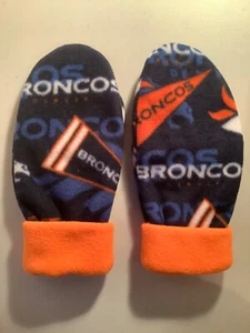 Denver BRONCOS FLEECE womens  MITTENS HANDCRAFTED winter gloves Double layered - Picture 1 of 4