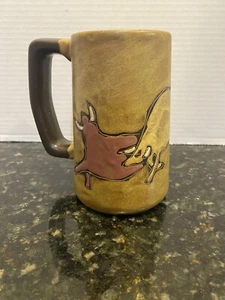 Handmade 3 Bulls Mexican Art Pottery Mug Artist Signed -Design By Mara - Picture 1 of 7