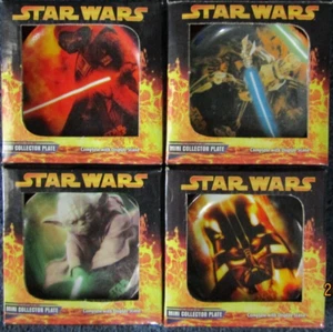 STAR WARS COLLECTABLE MINI PLATES WITH STAND VERY RARE YOU GET ALL 4 4" - Picture 1 of 1