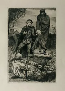 ARTHUR KAMPF SHAKESPEARE HAMLET UND HORATIO AUF DEM FRIEDHOF RADIERUNG 1925 - Bild 1 von 3