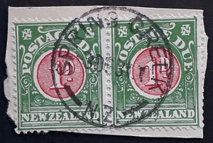 1931 New Zealand pair of 1d Postage Due stamps Spring Creek cds - Picture 1 of 2