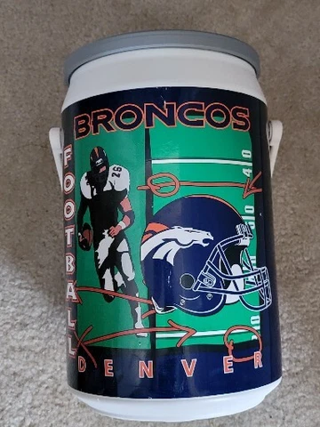 Denver Broncos Cooler Vintage 1997 Rare Insulated Can Cooler with Lid NFL Cover