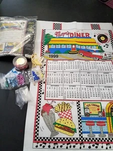 ❤️ Bucilla Needlecraft Sequin Calendar Kit "Mom's Diner" Jeweled 1999 16" x 24" - Picture 1 of 10