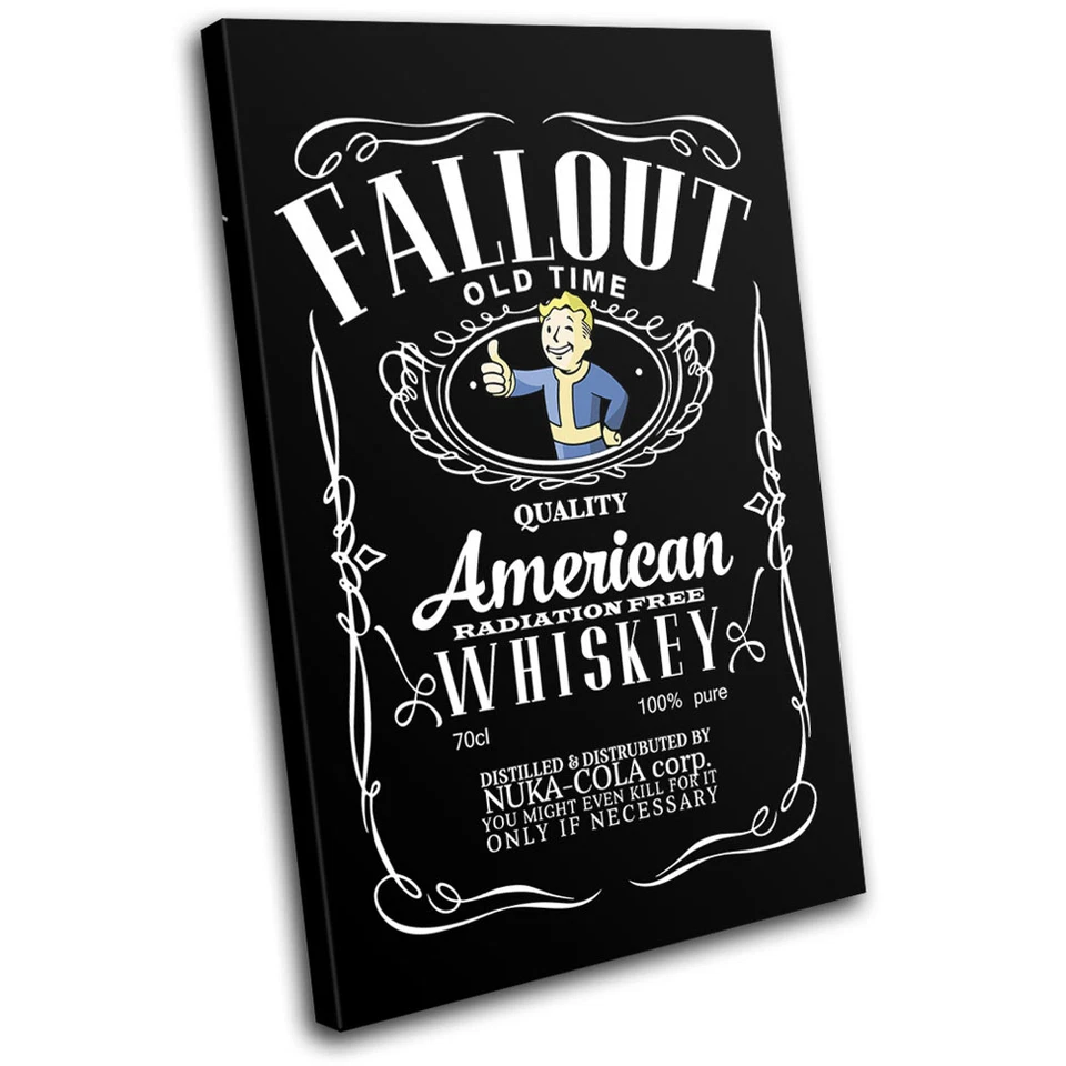 Fallout Pip Boy виски пародия типография одинарный холст настенное искусство картина печать - Изображение 1 из 1