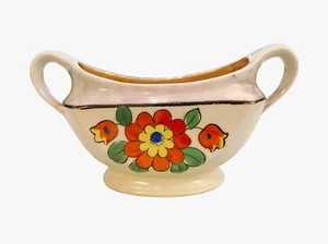 Vintage Art Deco Lusterware Floral Sugar Bowl Flowers Japan - Picture 1 of 7
