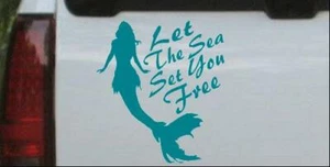 Let Sea Set You Free Mermaid Car Truck Window Decal Sticker Turquoise Blue 6X5.4 - Imagen 1 de 1