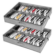 Under Bed Shoe Storage Organizer Set of 2 Fits 32 Pairs Reinforced Handles