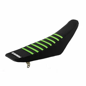2006-2008 Kawasaki KXF 250 Ribbed Seat Cover ALL BLACK / GREEN RIBS - #57 - Picture 1 of 1