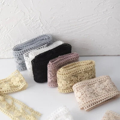 4cm 6 Yards Lace Embroidery Ribbon Mesh Trim Sewing Craft for DIY Wedding Trim - Image 1 of 4