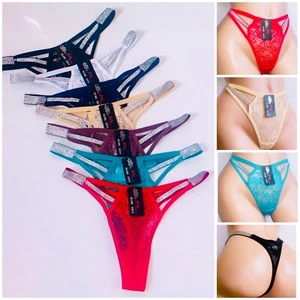 6 Pack Lot Sexy Womens Lace Thong Panties See Through Mesh G string Bikini Brief - Picture 1 of 16
