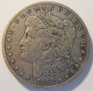1892 S Morgan Silber Dollar, geringe Auflage (92SDA3) - Bild 1 von 4