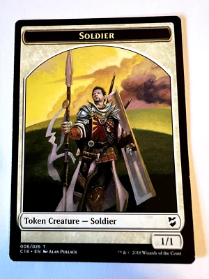 MTG Magic The Gathering Commander 2018 Token Creature Soldier Mask LP - Image 1 of 2