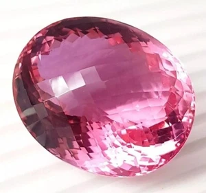 Zertifizierter 100 kt oval geschliffener brasilianischer natürlicher rosa Farbtopas loser Edelstein - Bild 1 von 4